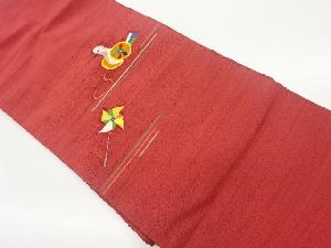 手織り紬玩具模様織出し名古屋帯